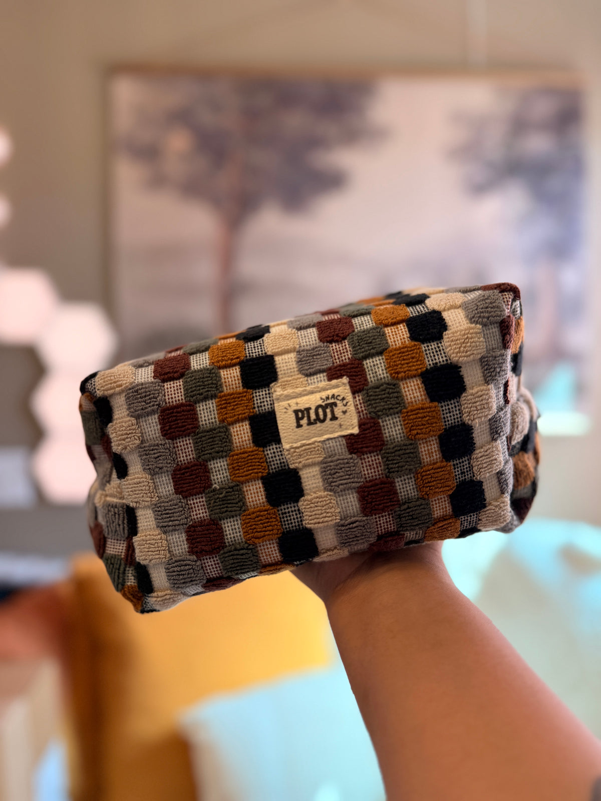 Fall Checker Towel Makeup Bag