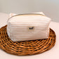 Tan Stripe Towel Makeup Bag