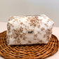 Tan Floral Towel Makeup Bag