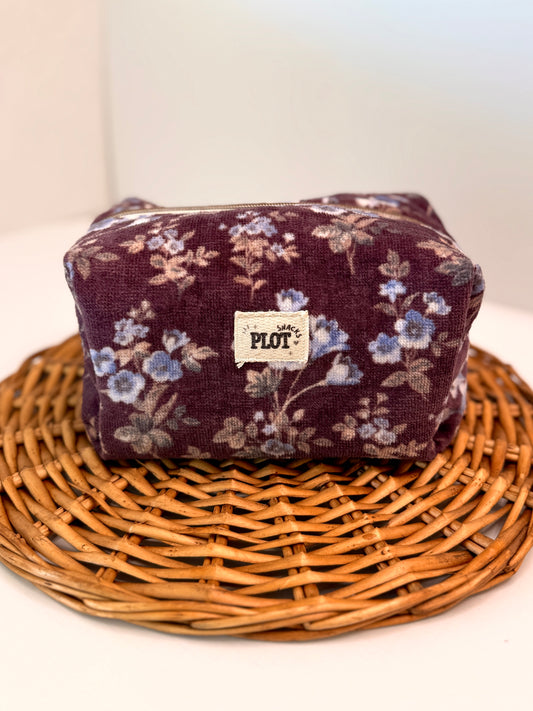 Purple Floral Towel Makeup Bag