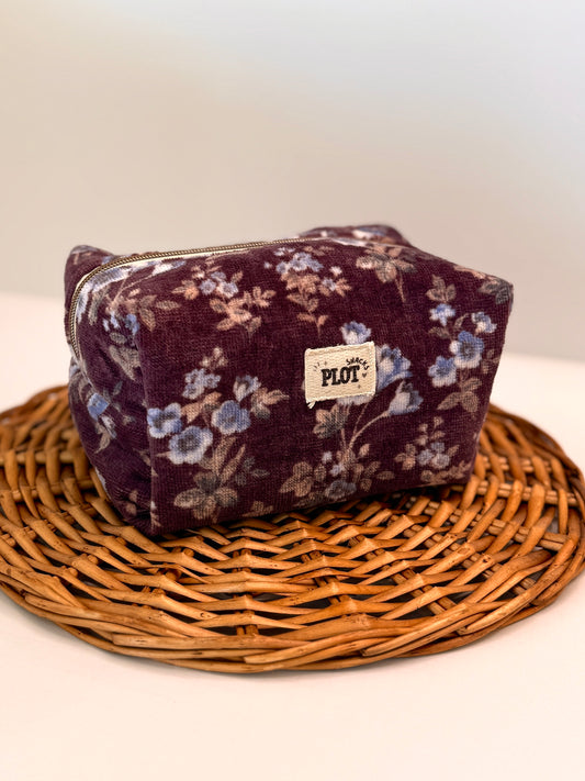 Purple Floral Towel Makeup Bag